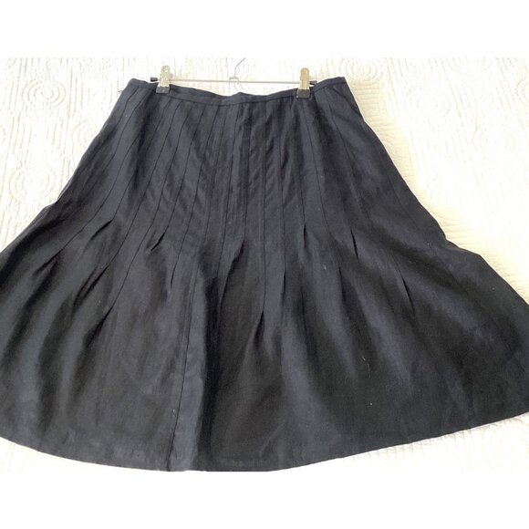 NWT Ann Taylor LOFT Pleated 100% Linen Black Skirt Size 10 - Picture 1 of 10